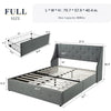 Bed frame with 4 storage drawers and wingback headboard, button tufted design, light grey