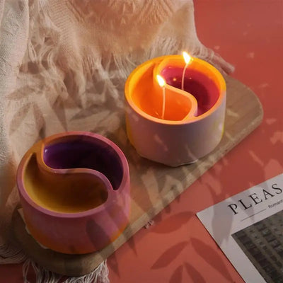 Round Shape Candle Gypsum Silicone Mold Tai Chi Style