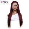 TRACY HAIR 99j Burgundy Human Hair Straight Lace Front Wig