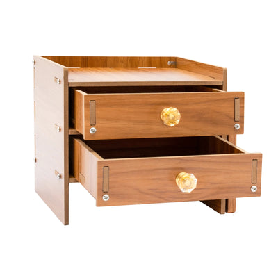Wooden Desk Organizer with Locked Storage Drawer