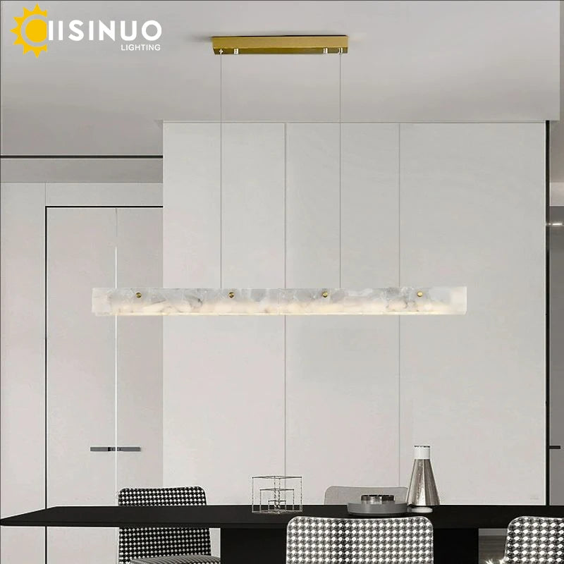 Luxury Linear LED Natural Marble Chandelier