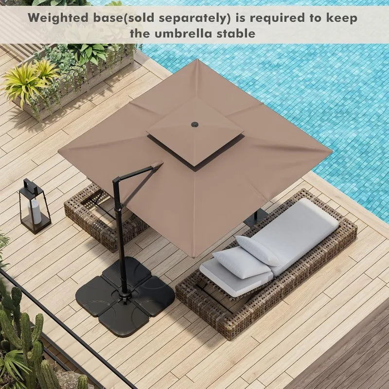 Tangkula Cantilever Patio Umbrella with 360° Rotation