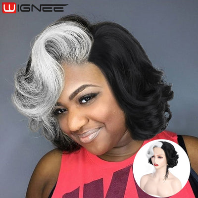 Pixie Short Synthetic Hair Body Wave Side Part Lace Wig