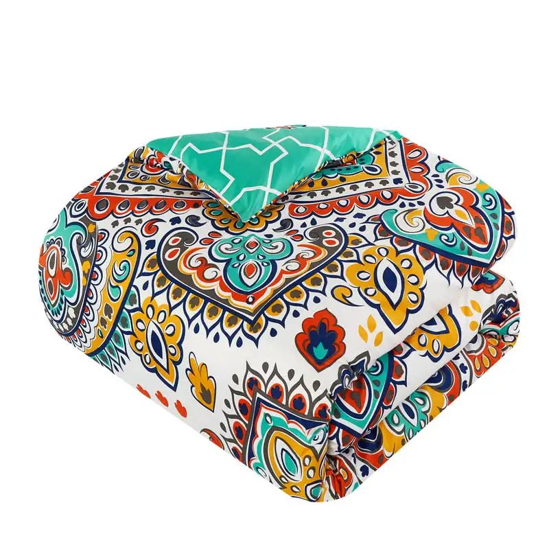 Kacey Bohemian Contemporary Paisley 8-Piece Bed-in-a-Bag, Queen