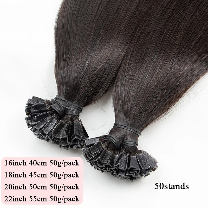 VADES K Tip Hair Extensions Human Hair Keratin Pre Bonded Hot Fusion Nail Tip Balayage Natural Silky Straight Extensions 50G