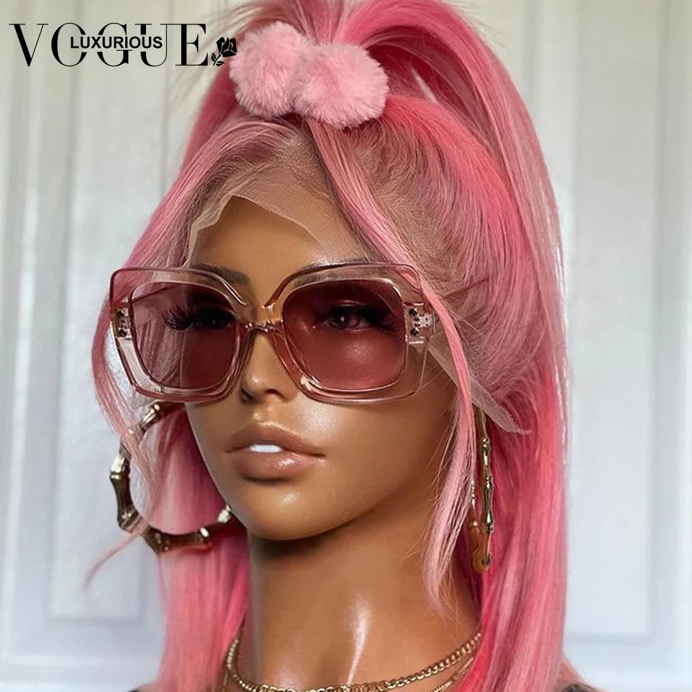 Pink Short Bob Glueless Wigs Preplucked 613 Colored HD Lace Frontal Wig Original Brazilian Virgin Human Hair for Women t-part