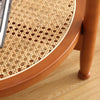 Round Rattan Double Layer End Table with Glass Top