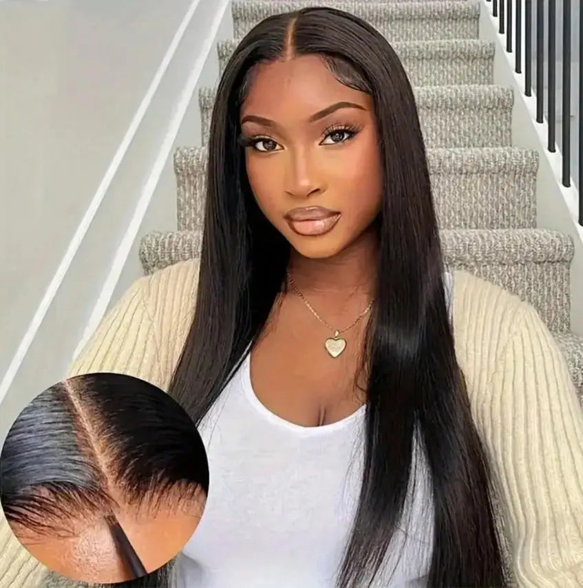 Bone Straight Virgin Human Hair Wig 36 42 Inch 5x5 13x4 13x6 HD Lace 250 Density Glueless Pre Melted Hairline Daily Styling