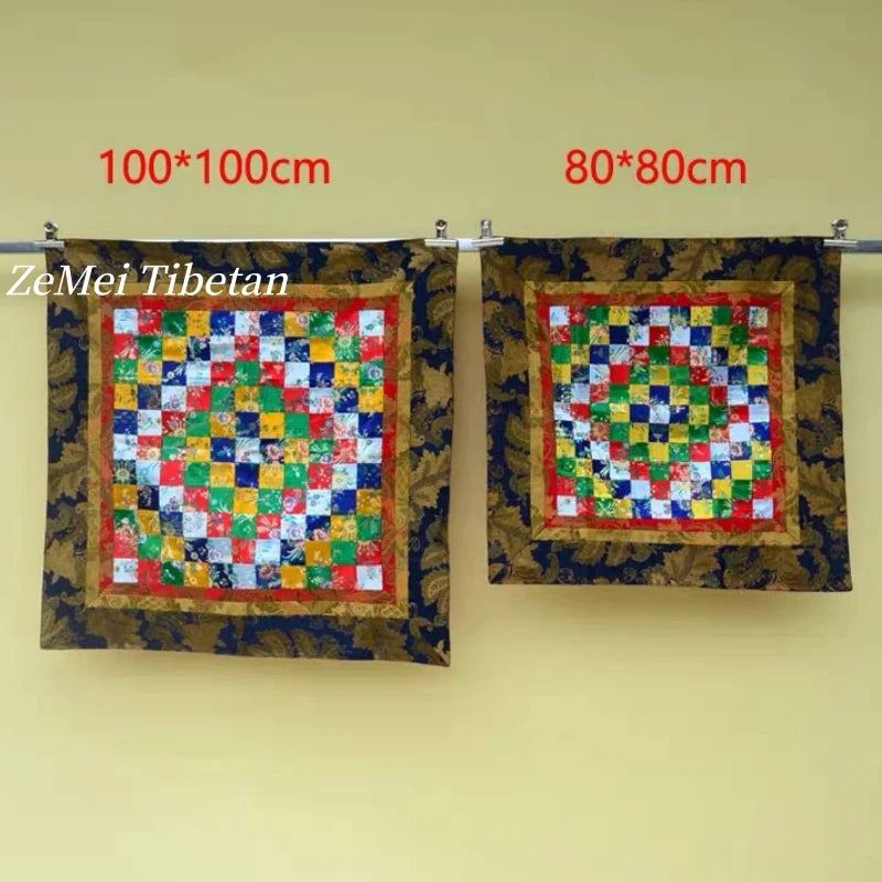 Tibetan-Style Embroidered Colorful Flower Tablecloth,1 m Handcrafted Ethnic-Style Buddha Altar Mat,Temple Prayer Hall Decorative
