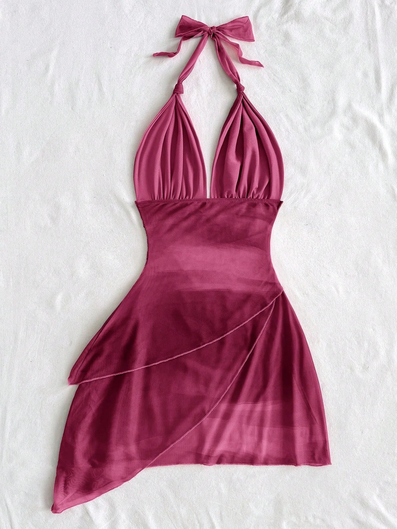 2025 Fashion Design sense Chiffon sleeveless sexy tight deep V short sexy pure backless dress