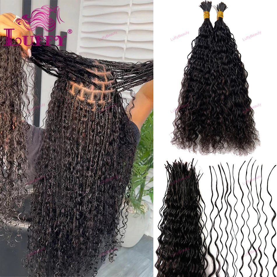 Loose Deep Wave Bulk Human Hair Curly Hair Pre-Divided For Braiding Double Drawn Pre-Stretched Hair Extensions For Boho Braids