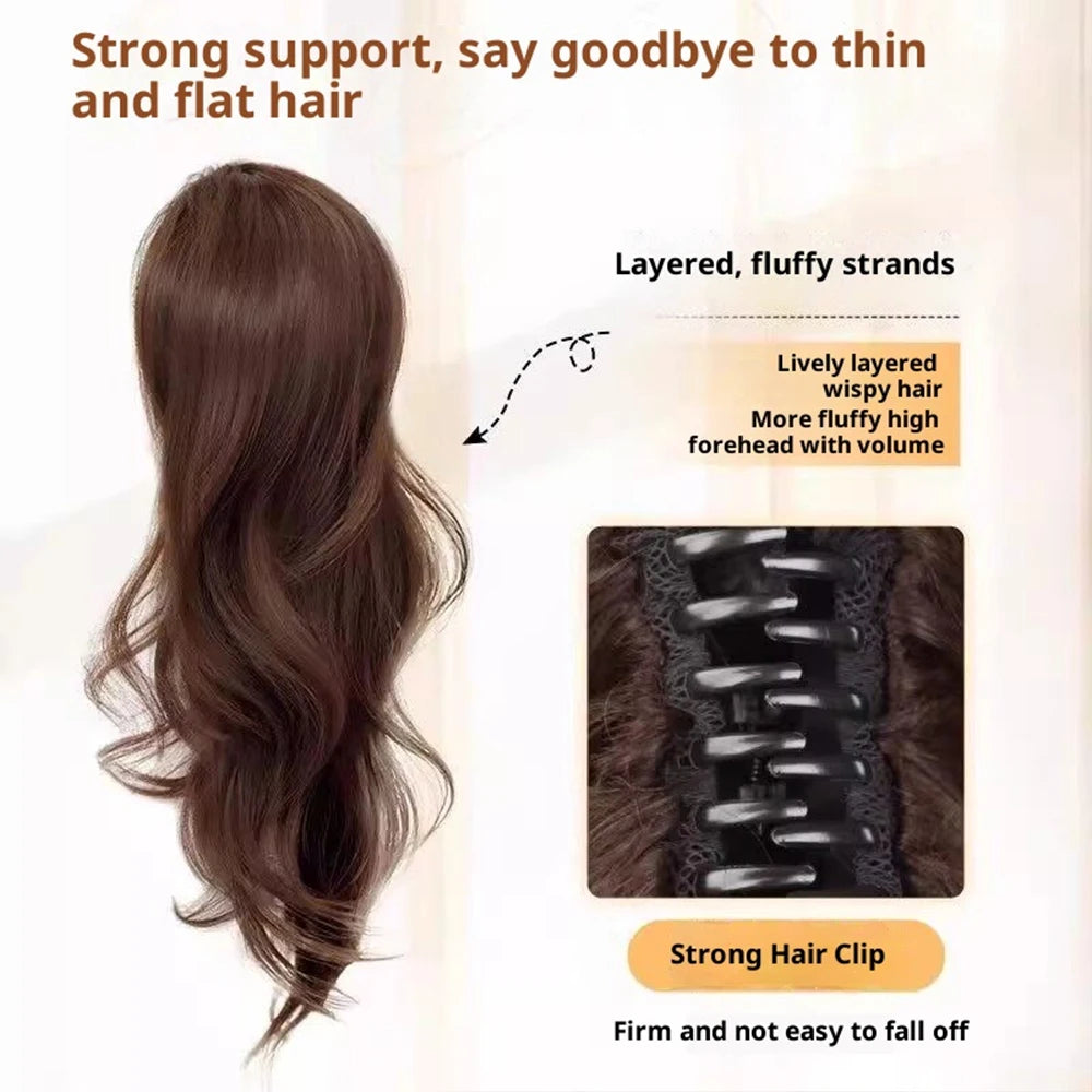 16 Inch Waterfall Half Up Layered Curly Ponytail Synthetic Hair Heat Resistant Hair Accessories for Women Daily Party