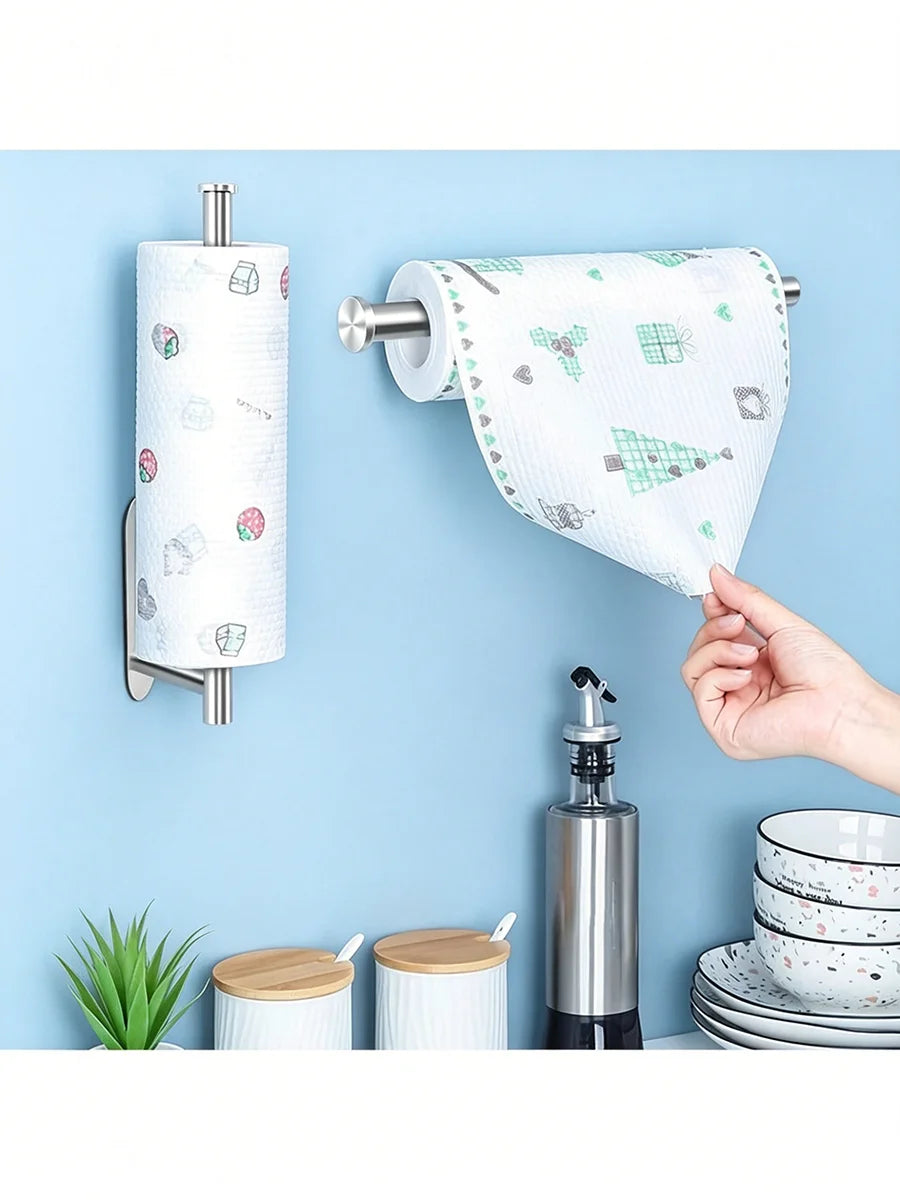 [Local Stock] Metal Paper Towel Holder Kitchen Bathroom Storage Rack Wall Mounted Countertop Napkin Organizer Shelf Gold Black