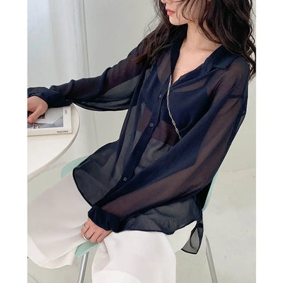 See-through Blouse Long Sleeve Top