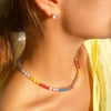 Pera Stylish Multicolor Round Cut Cubic Zirconia Chain Necklace Earrings Sets