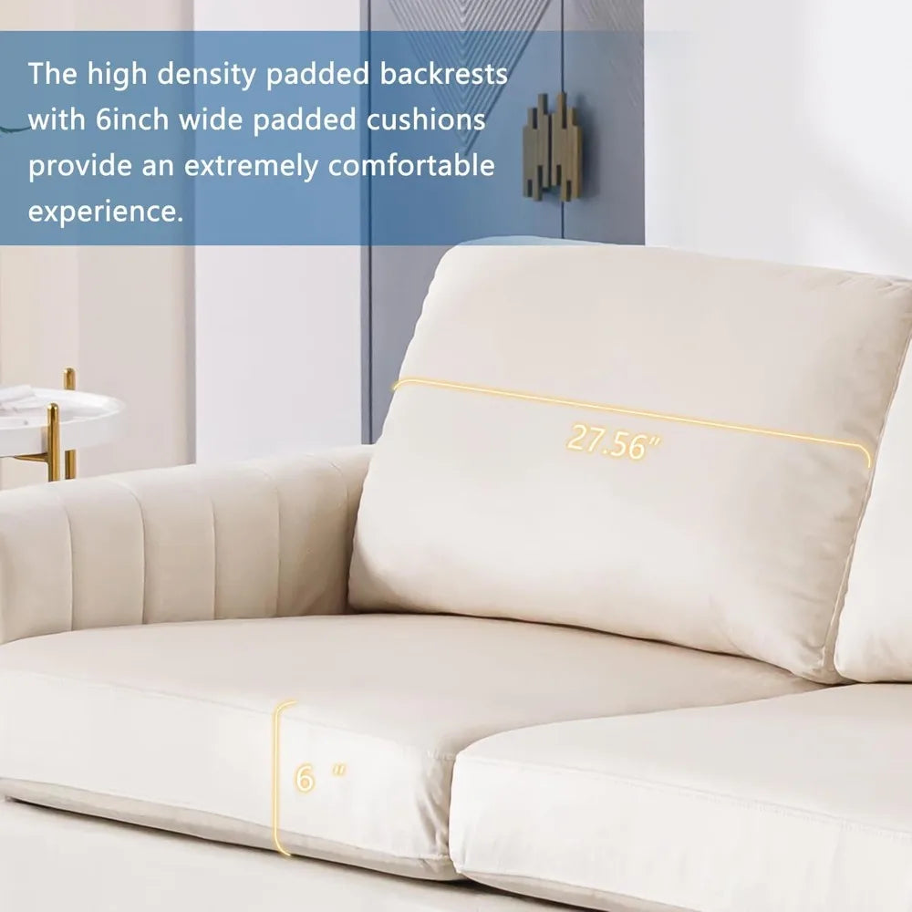 2-Piece Comfy Velvet Tufted Couch and Loveseat Set with Gold Legs