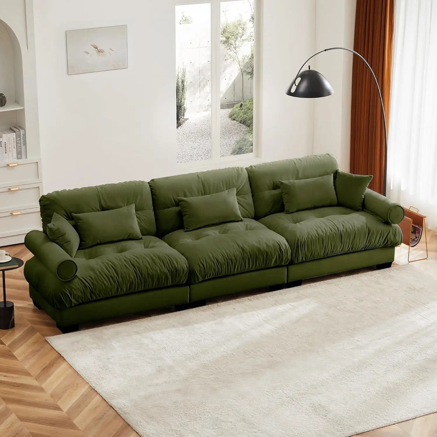 Oversized Modular Sectional Sofa with 4 Pillows Round Bolster Arms