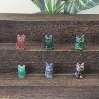 Mini Gemstone Cute Cat Statue Crystal