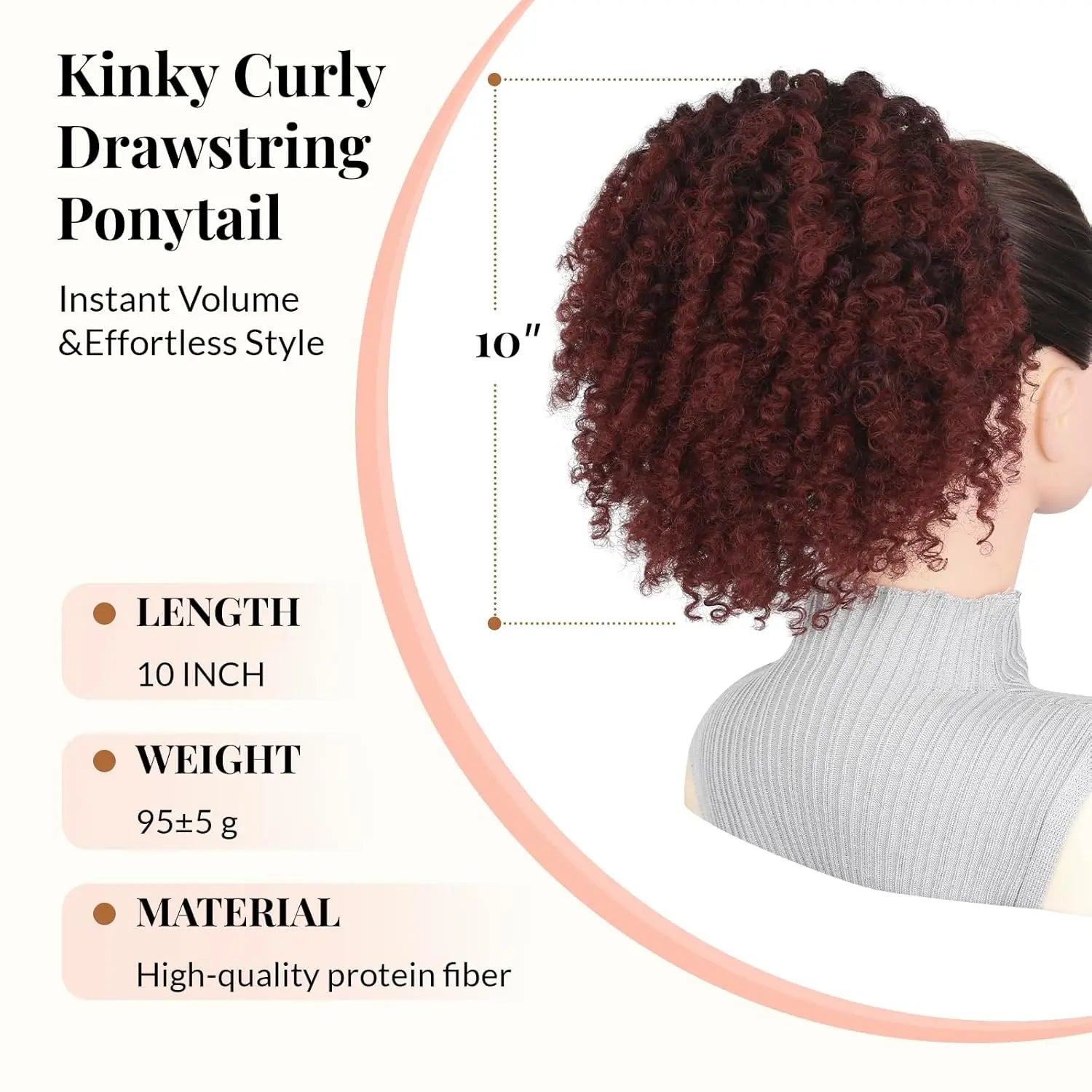 Synthetic Short Afro Kinky Curly Ponytail Hair Piece for African American Women Ponytail Extension