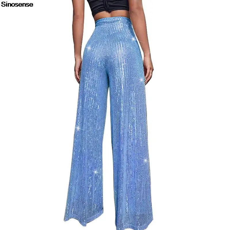 SINOSENSE Sequin Flare Pants – Women's Sparkle Bell Bottoms