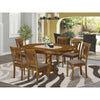 7-piece Oval Table with Butterfly Leaf and 6 Linen Fabric Upholstered Chairs Set