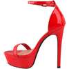 Women's Open Toe Patent Leather Platform Ankle Strap Heels