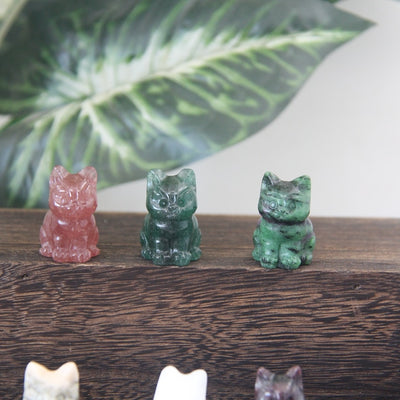 Mini Gemstone Cute Cat Statue Crystal