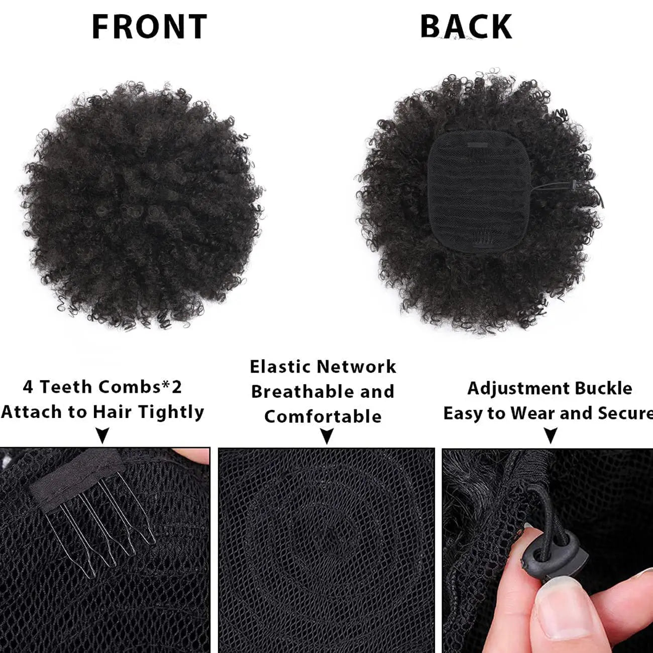 Synthetic Afro Puff Ponytail for Natural Hair,Clip On Kinky Afro Puff Drawstring Ponytail Extension for Black Women