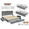EnHomee King Size Bed Frame with 4 Storage Drawers, Upholstered King Bed Frame and headboard with 2-Tier Shelves,Mattress Founda