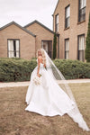 Chic Satin Wedding Dresses High Split Pleats  A-Line