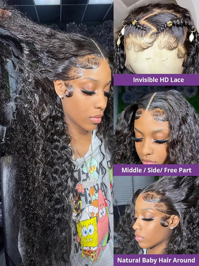 30, 32, 40 Inch Loose Deep Wave 200 Density 360 Lace Frontal Human Hair Wig Brazilian Water Curly