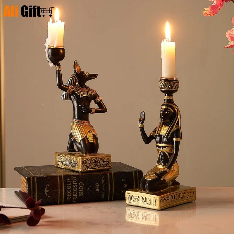 Ancient Egyptian Idol Candles Holder, Anubis, God, Cat, Sphinx