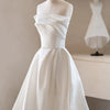 French Luxury White Satin Trailing Wedding Dresses for Bride Elegant Strapless Long Prom Party Dress