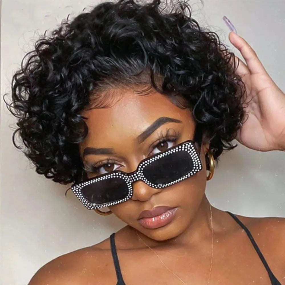 Pixie Cut Curly Bob 613 Blonde Wigs Human Hair Burmese Curly Short Honey Blonde Burgundy Colored 13x4 Lace Front Human Hair Wigs