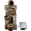 Cascading Bowls and Stacked Stone LED Outdoor Water Fountain