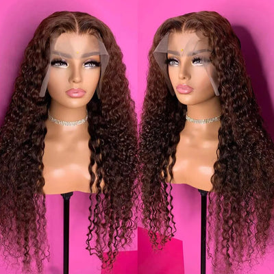 RONGDUOYI Kinky Synthetic Deep Wave Wig, Heat Resistant, Natural Hairline, Lace Front