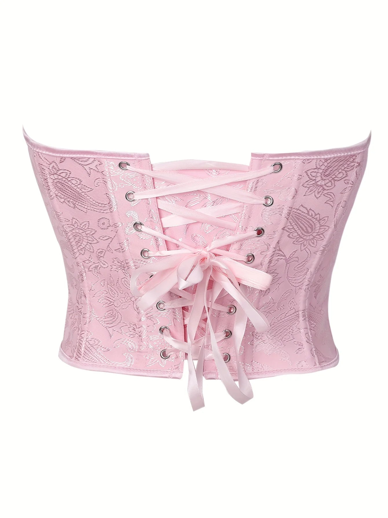 Women's Pink Strapless Corset Top, Sexy Push-Up Bustier with Boning for Waist Cinching