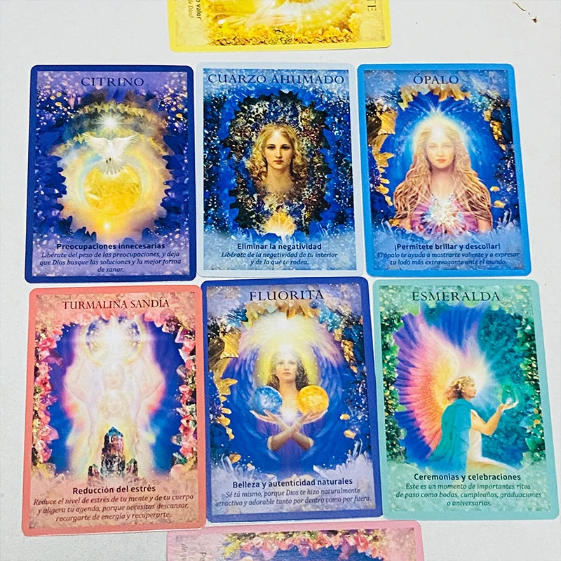 crystals Angel oracle cards 44 deck 10.4*7.4cm Spanish Version Fate Divination Tarot Board Game Cristales Ángeles