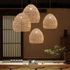 Round Hanging Natural Rattan Wicker Pendant Light Fixture