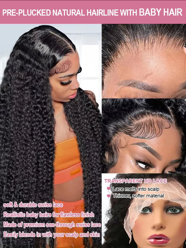 40 50 Inch Water Wave Burmese Curly Lace Front Wigs 13x4 13x6 HD Deep Wave Lace Frontal Wig 7x5 Glueless Human Hair Wigs For Women 300% High Quality Real Virgin Hair Wig
