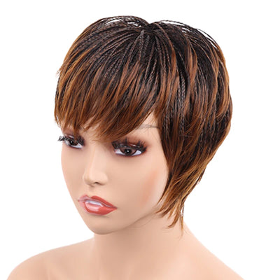 Synthetic Micro Box Braided Wig With Natural Bangs