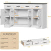 Farmhouse 55" Sideboard Cabinet with 3 Drawers & Glass Doors