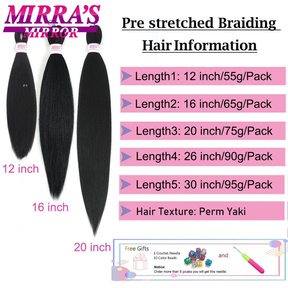 Synthetic Soft Pre Stretched Yaki Straight Hair Extensions for Kids or Adults