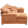 6-Seat Upholstered U-Shaped Sofa with Console, Cupholders, and USB Ports, Orange