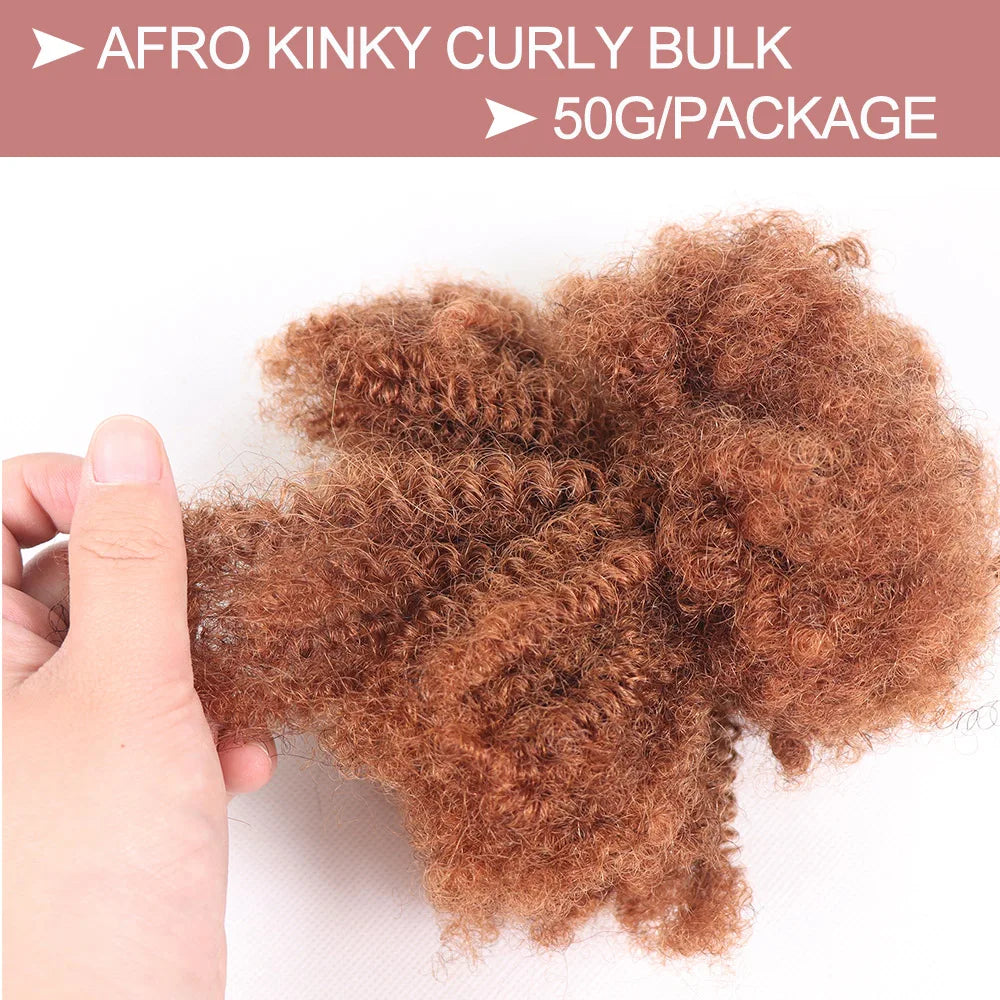 Ombre Brown Afro Kinky Curly Bulk Human Hair Braiding Hair for Dreadlocks Crochet Twist Locs Hair Extensions for Braids 50g