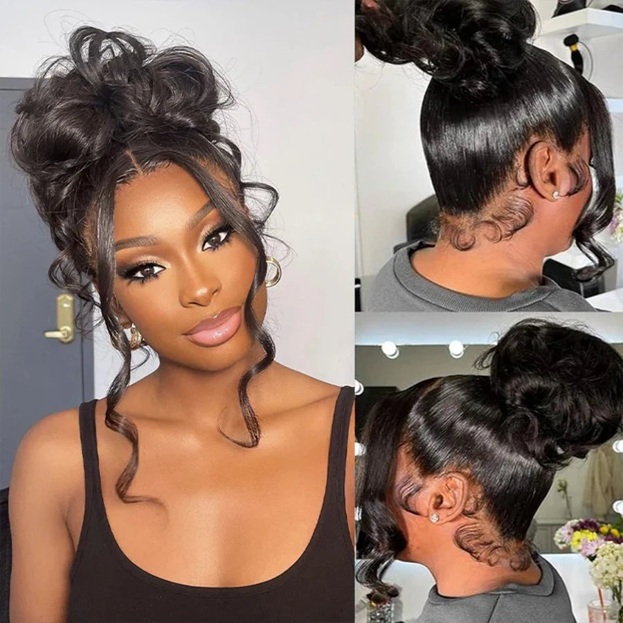 220 Density Body Wave HD 360 Full Lace Wigs Invisible Strap Drawstring 360 HD Lace Front Glueless Wigs Human Hair Preplucked