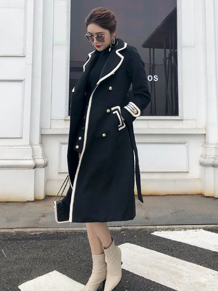 British Thick Warm Woolen Solid Chaquetas Fall Winter Women Temperament Elegant Overcoat Coats High-grade White Jaqueta Feminina