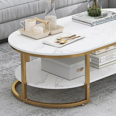 Modern Marble Coffee Table with Metal Legs
