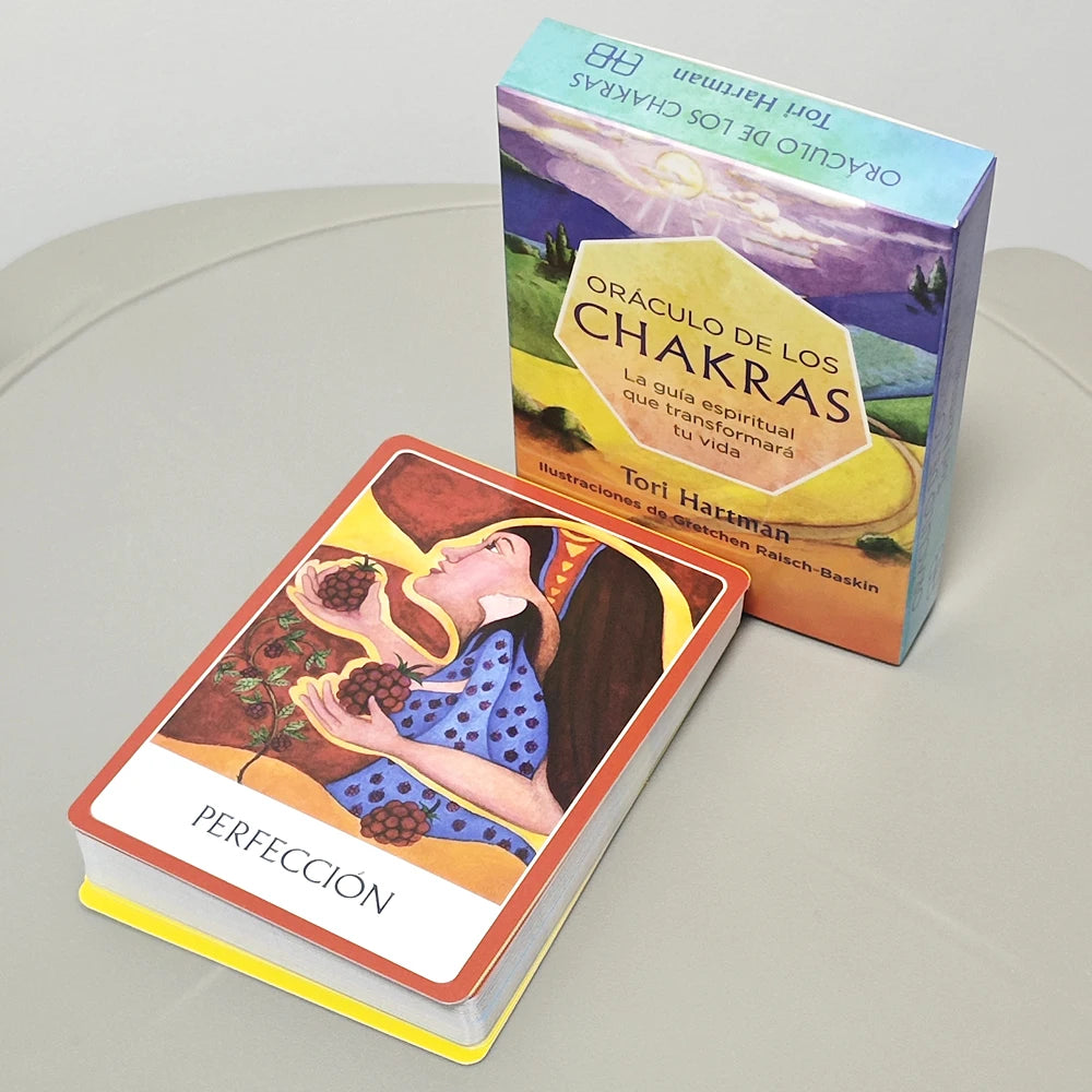 Chakra Wisdom Oracle Cards The Spiritual Tool 10.4*7.3cm for Transforming Your Life Spanish Edition 49 Pcs Oracle Cards