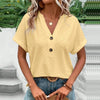 2023 New Fashion Women Blouses Casual Jacquard Button V-Neck Solid Loose Shirts Summer Short Sleeve Oversized Tops Female